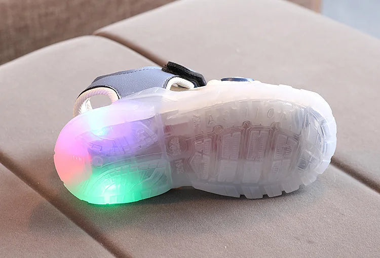 Sandales LED Lumineuses Enfant – Semelle Souple, Motifs Cartoon, Unisexe, 1-3 Ans