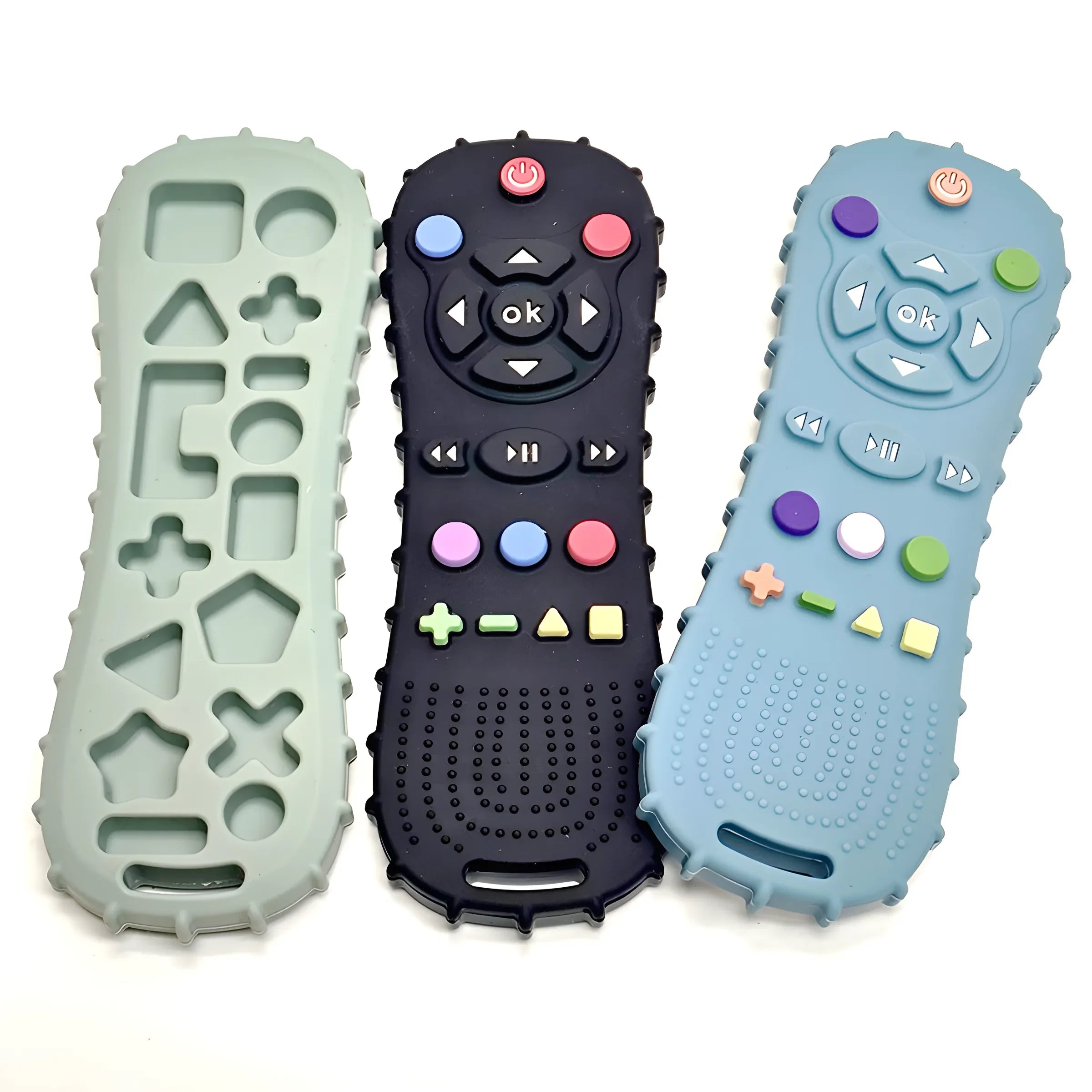 Anneau de Dentition Silicone Bébé – Télécommande Anti-Mordillage, Sans BPA