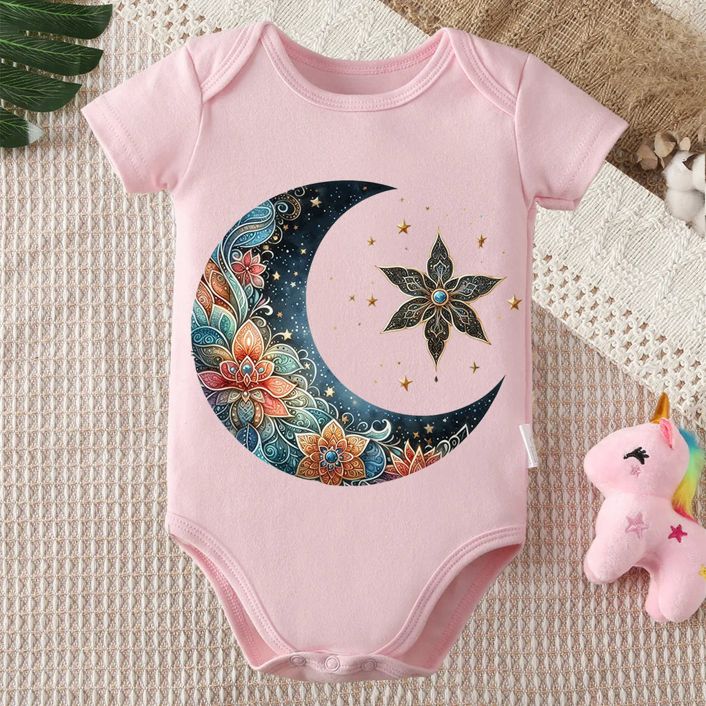 Body Bébé 100% Coton – Imprimé Lune Ramadan 0-12 Mois