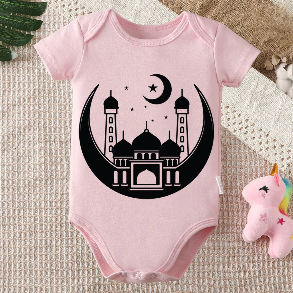 Body Bébé 100% Coton – Imprimé Lune Ramadan 0-12 Mois